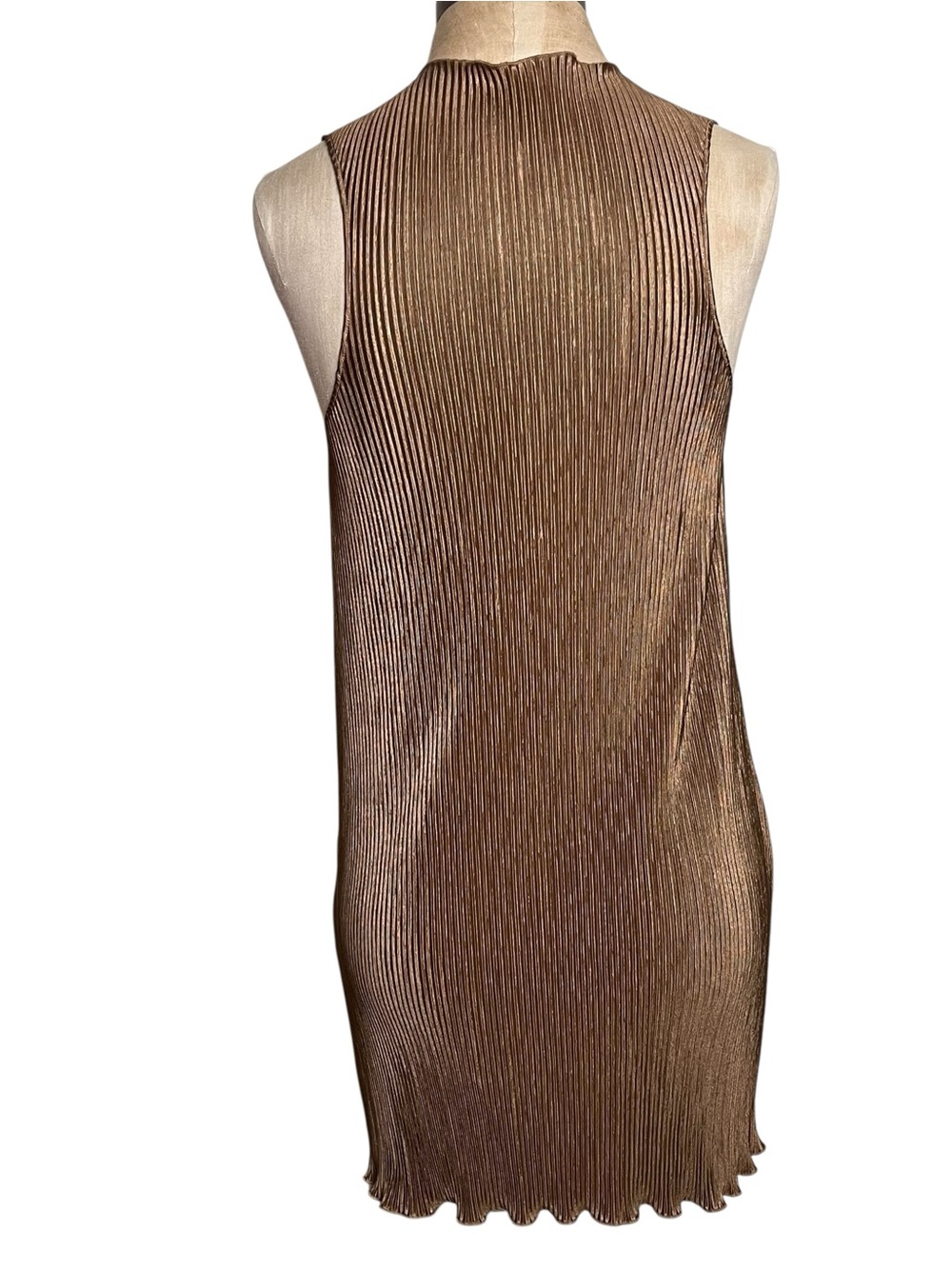 Song Of Style Pluto Bronze Pleated Lightweight Mini Dress — Size Small - Picture 7 of 11